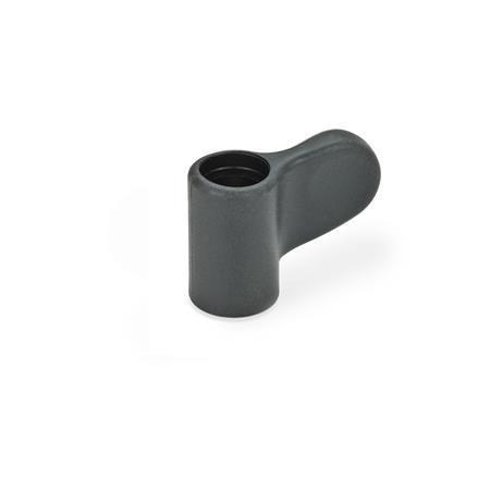 Otto Ganter Wing Nut without Cap Threaded Through Bore Bush in Brass, GN 635